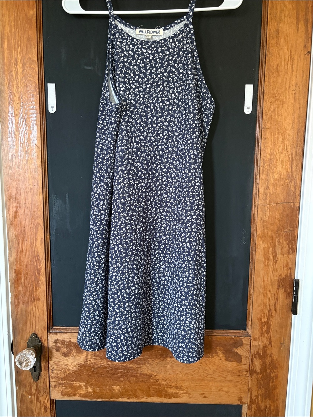 Wallflower Y2K Navy and White Floral Midi Dress